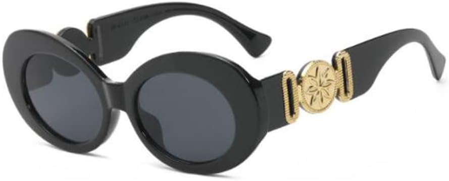 

Солнцезащитные очки PUB в овальной оправе, яйцевидной формы, с широкими дужками, металлические декоративные солнцезащитные очки, модные солнцезащитные очки с защитой от УФ-излучения, Black Frame Grey Flakes