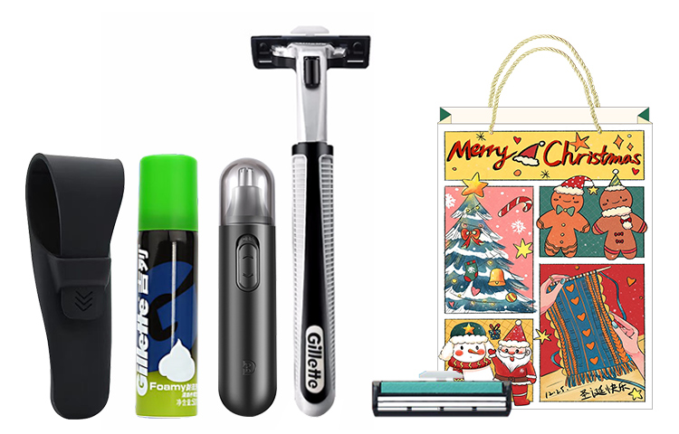 Подарочный набор для бритья Gillette: бритвенный станок + сменные кассеты (6 шт) + пена для бритья + триммер — фото 2