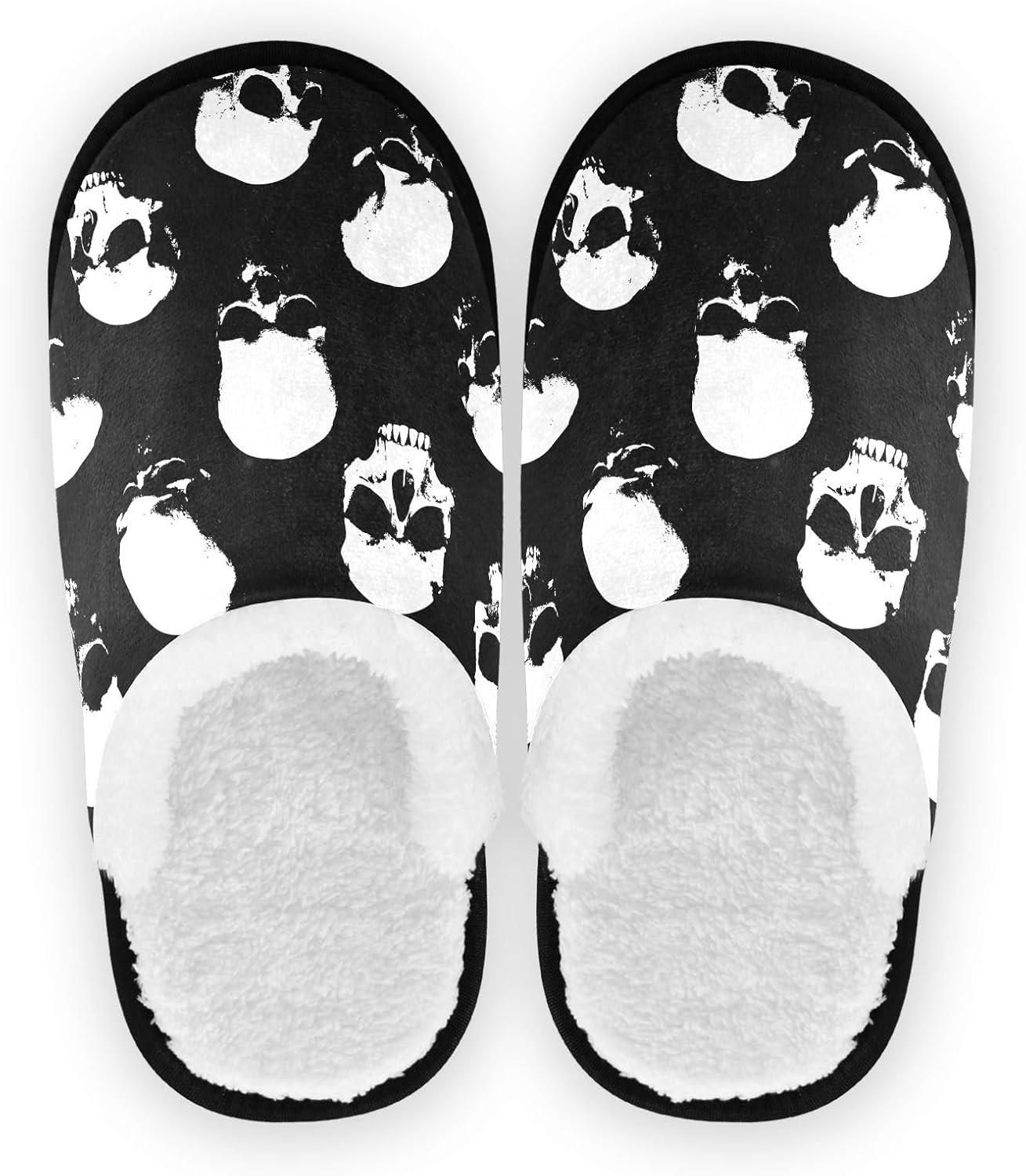 

Тапочки JHKKU для женщин и мужчин, пушистые домашние тапочки, теплые, с противоскользящей подошвой, уютные для дома и путешествий, Sinister Smiling Skulls