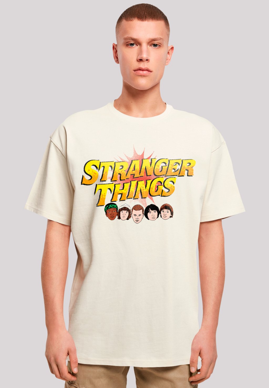

Футболка с принтом STRANGER THINGS COMIC HEADS NETFLIX TV SERIES F4NT4STIC, песочный