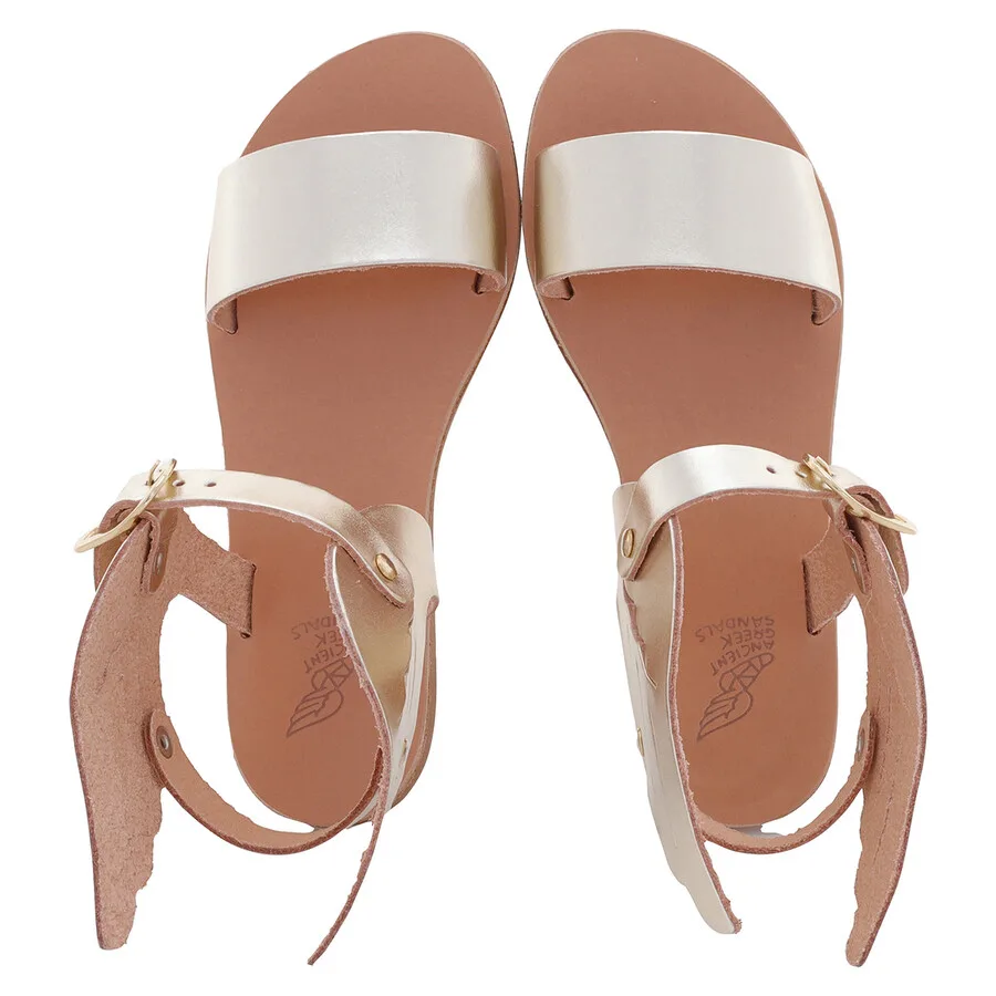 Древнегреческие сандалии Ancient Greek Sandals для девочек Little Ikaria мягкие сандалии из кожи Vachetta, платина — фото 3