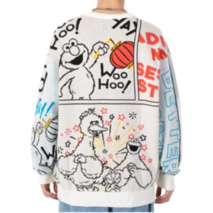 Толстовка adidas x SESAME STREET Crossover Cartoon Alphabet Full Print Round Neck Knitwear Beige — фото 3