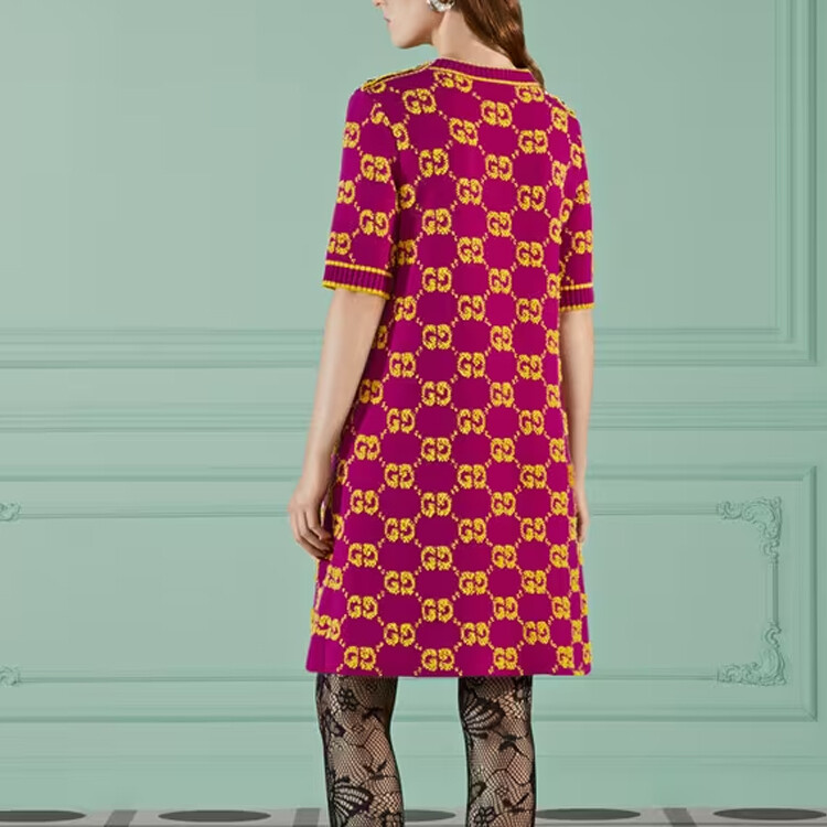 Платье Gucci с короткими рукавами, фиолетовый — фото 3