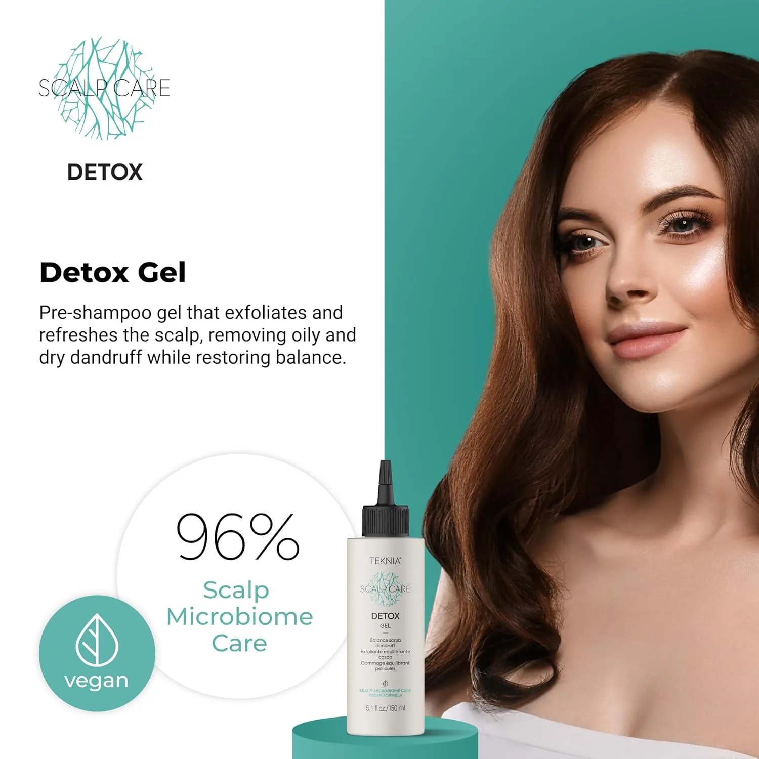 LAKMÉ Teknia Scalp Care Detox Balance Detoxifying Scrub Gel, скраб для кожи головы от перхоти, 5,1 жидких унций — фото 2