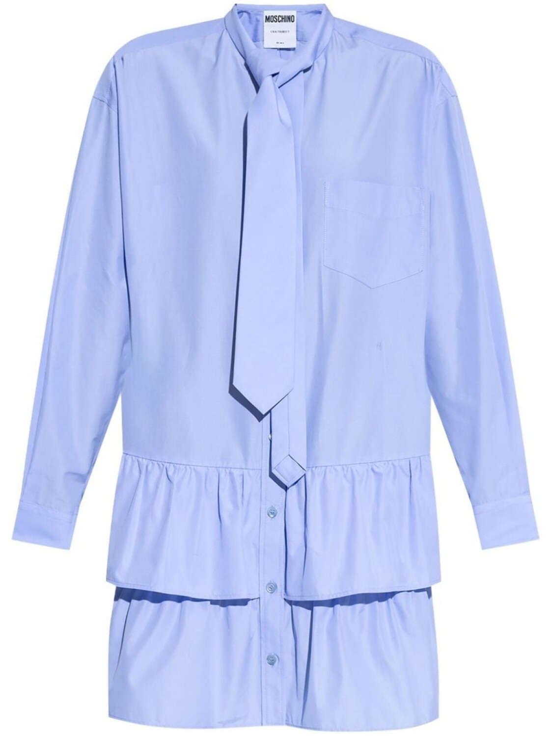 

Платье Moschino из хлопка с оборками, синий