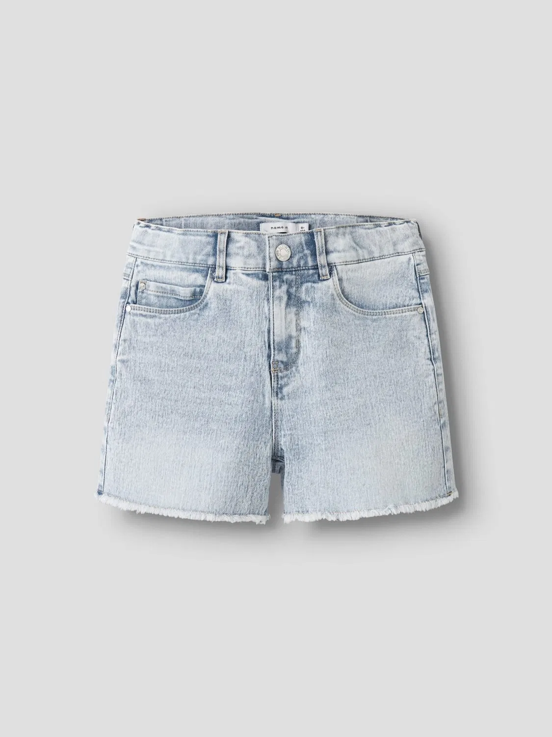 Шорты джинсовые с высокой посадкой, Name it, light blue bleached denim — фото 3