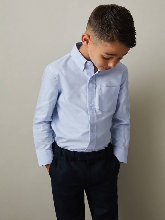 Детская рубашка Greenwich из хлопкового оксфорда Reiss, Soft Blue — фото 3