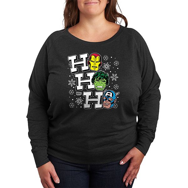 

Футболка с длинным рукавом French Terry Plus Size Ho Ho Ho Marvel, Heather Charcoal, Черный, Футболка с длинным рукавом French Terry Plus Size Ho Ho Ho Marvel, Heather Charcoal