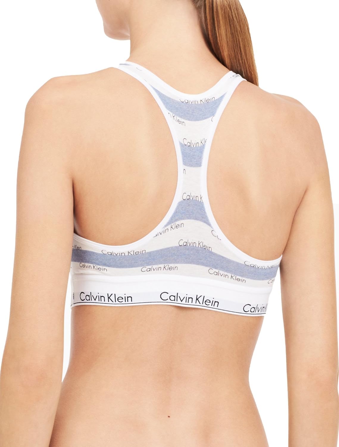 Женские современные хлопковые бюстгальтеры-бралетты Calvin Klein, 1 шт., Intarsia Logo Stripe(Qf4105-480)/White — фото 2