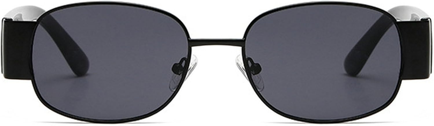 

Ретро овальные квадратные металлические солнцезащитные очки для женщин, модные в стиле 90-х, зеленые, с защитой от УФ-излучения UV400, для мужчин, в стиле панк mincl, Black