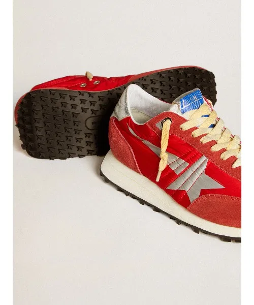 Мужские кроссовки Marathon из нейлона и кожи GOLDEN GOOSE красные — фото 4