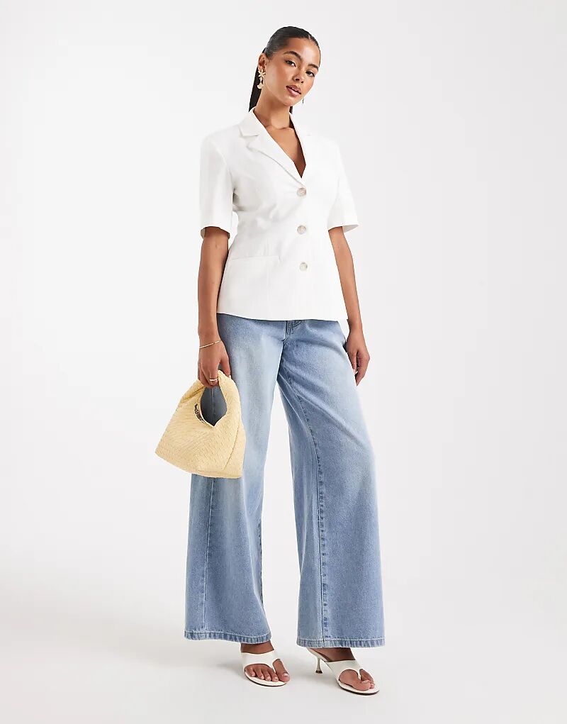 

Белый блейзер с короткими рукавами ASOS DESIGN