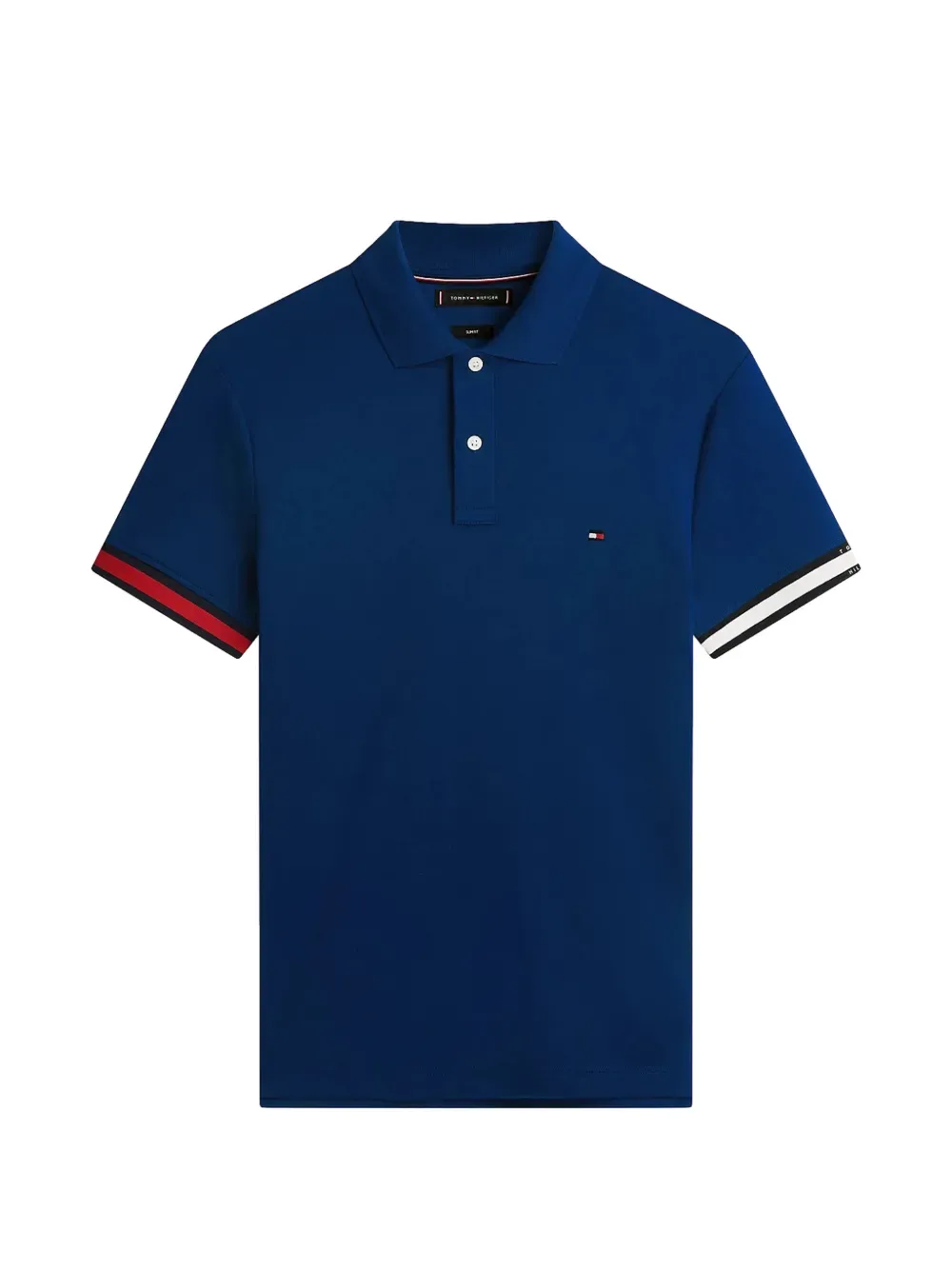 Поло с логотипом и манжетами Tommy Hilfiger, синий