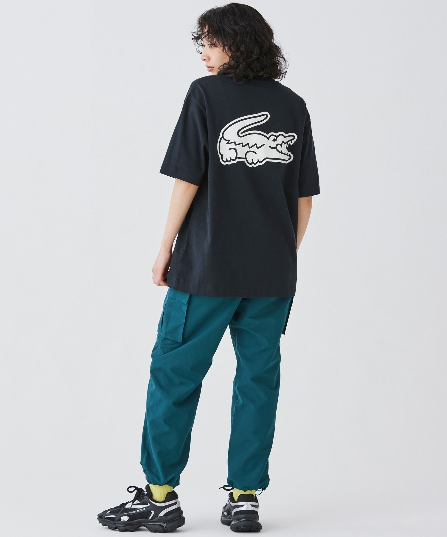Футболка LACOSTE с увеличенным принтом на спине, Black — фото 4