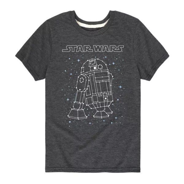 

Футболка для мальчиков 8-20 лет с принтом R2-D2 и созвездиями Star Wars, серый