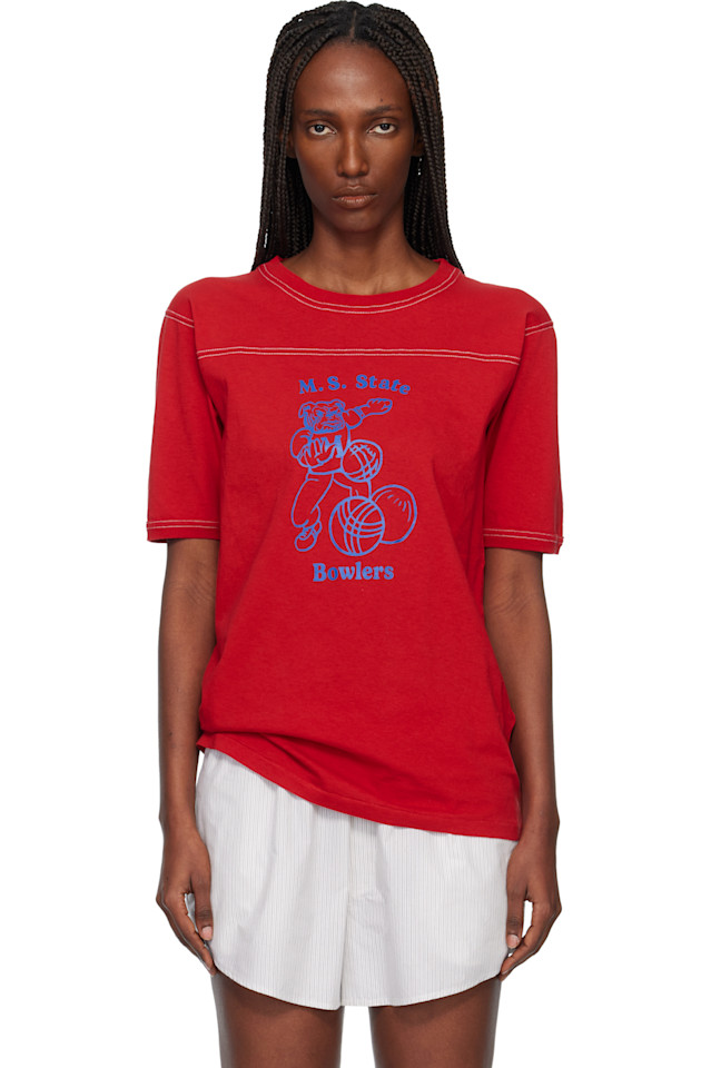 

Хлопковая университетская футболка Maison Margiela, красный