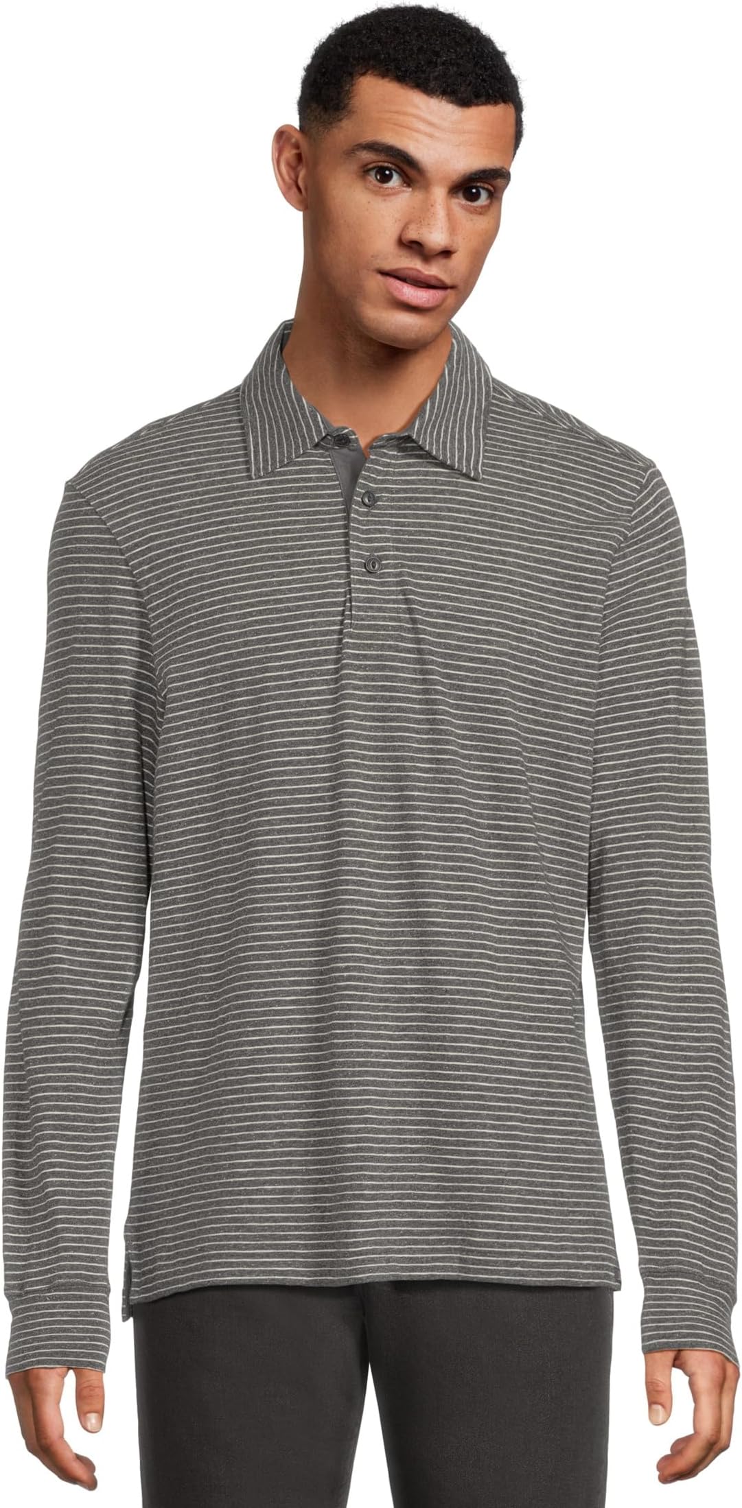 

Футболка Faherty Long Sleeve Sunwashed T-Shirt Polo, цвет Charcoal Grey Stripe