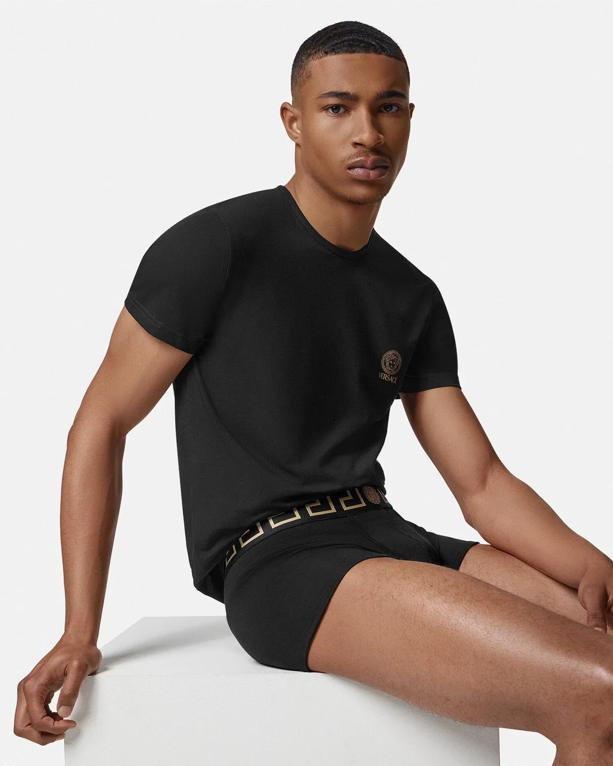 Хлопковоеджерси Трусы, 2 штуки VERSACE, черный — фото 2
