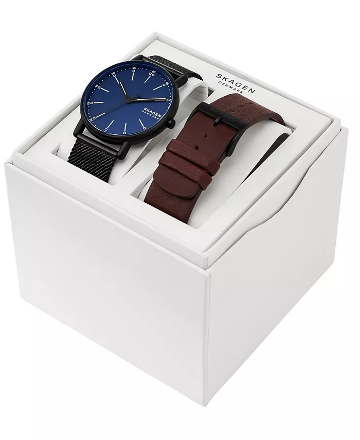 

Мужские часы Signatur Quartz с тремя стрелками черные из нержавеющей стали 40mm Skagen