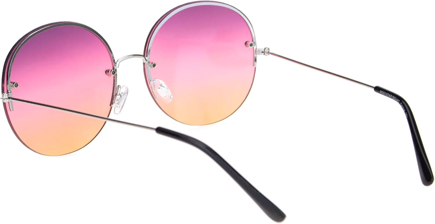 

Женские солнцезащитные очки PASTL Round Circle в полуметаллической оправе, увеличенного размера, с защитой от УФ-излучения UV 400, Silver (Purple Orange)