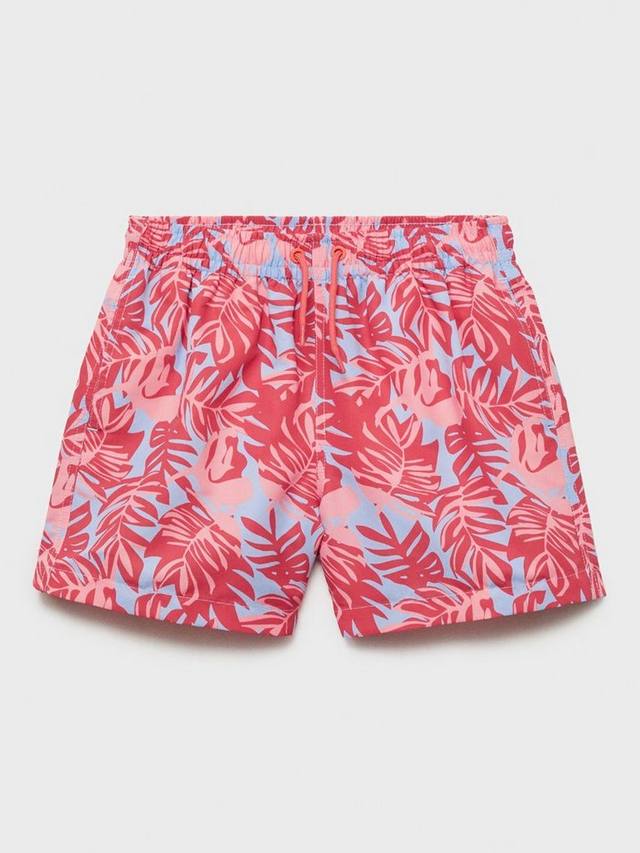 

Детские плавки с принтом листьев Mango, Bright Red