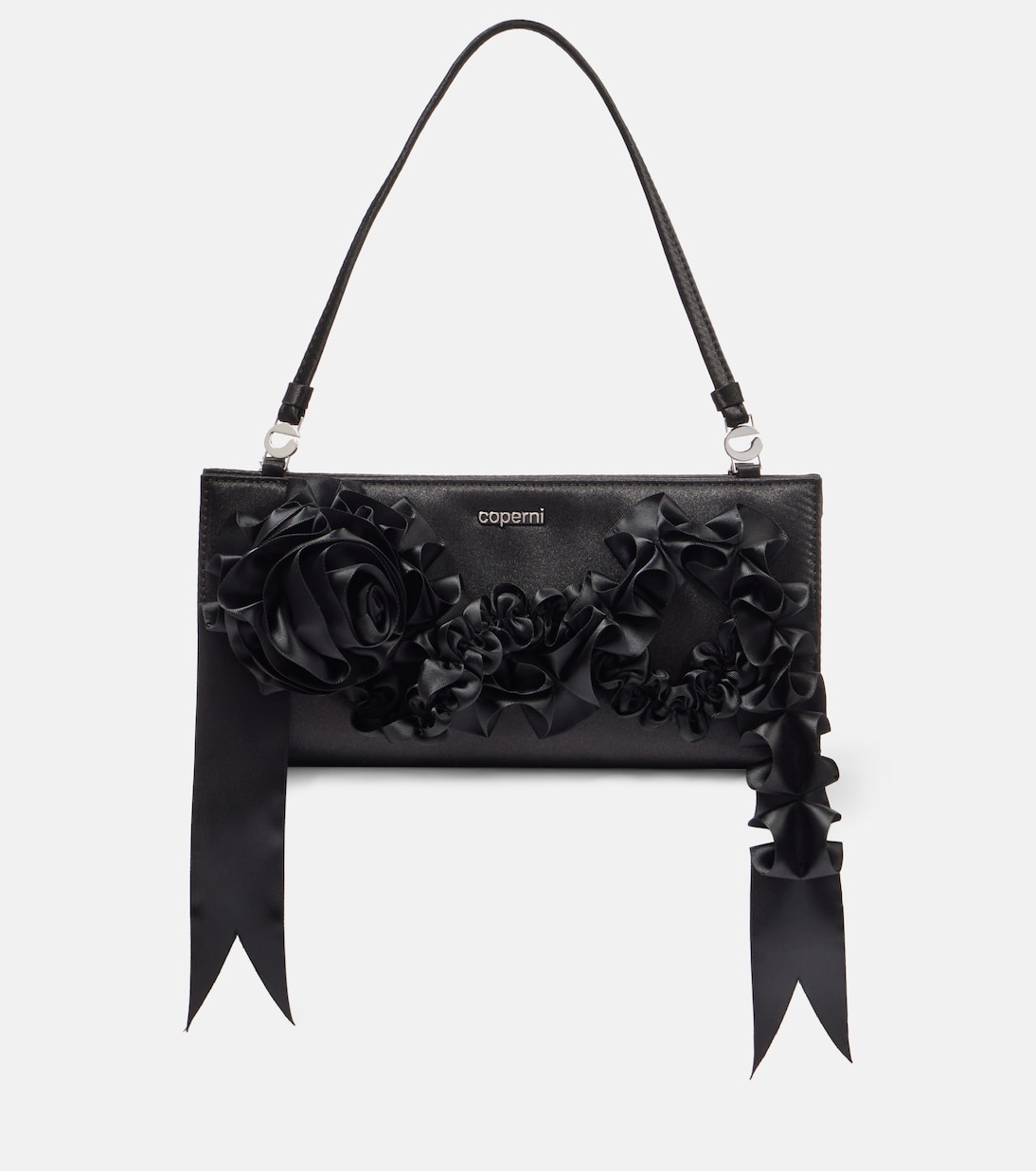 

Атласный клатч с логотипом Coperni, черный