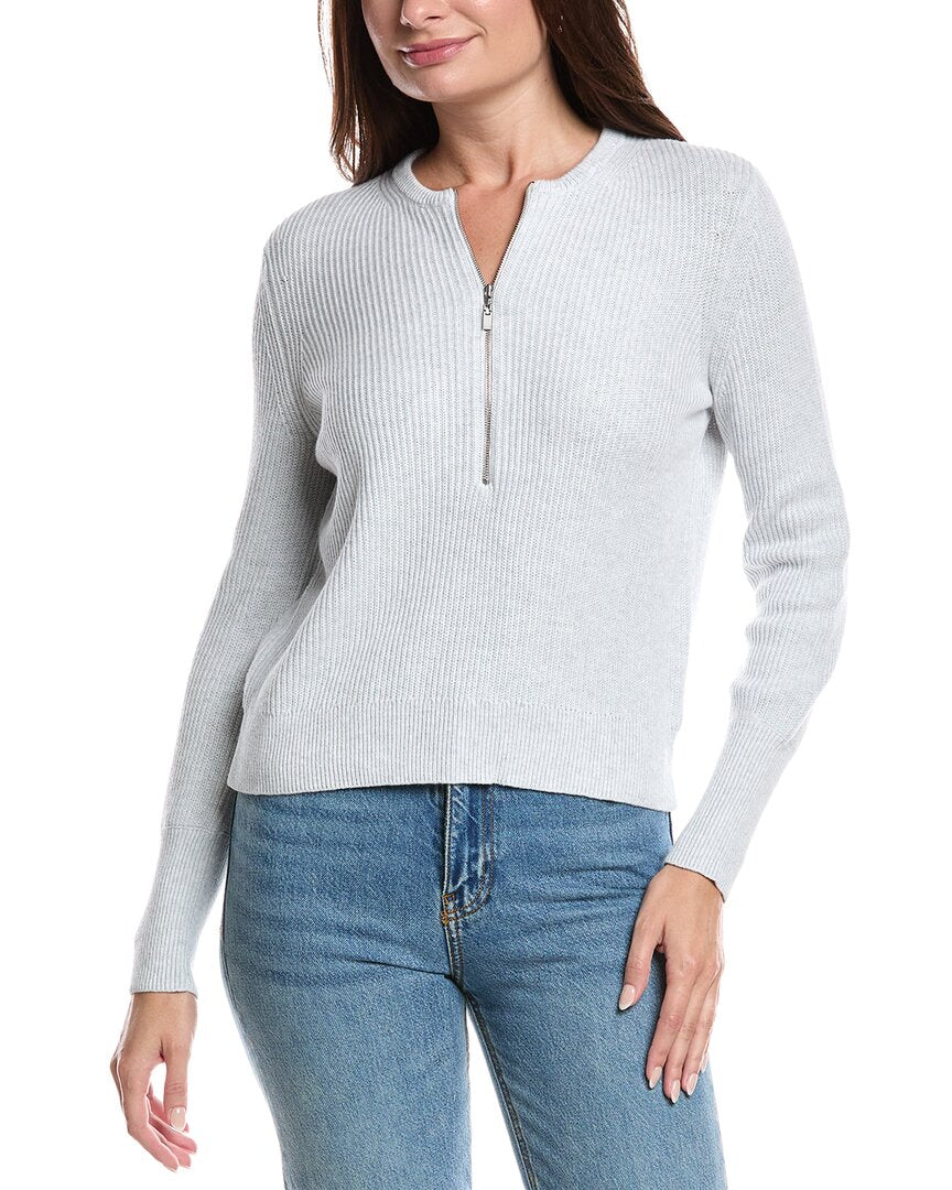 

Форте Кашемировый Хенли Свитер на Молнии Forte Cashmere, серый