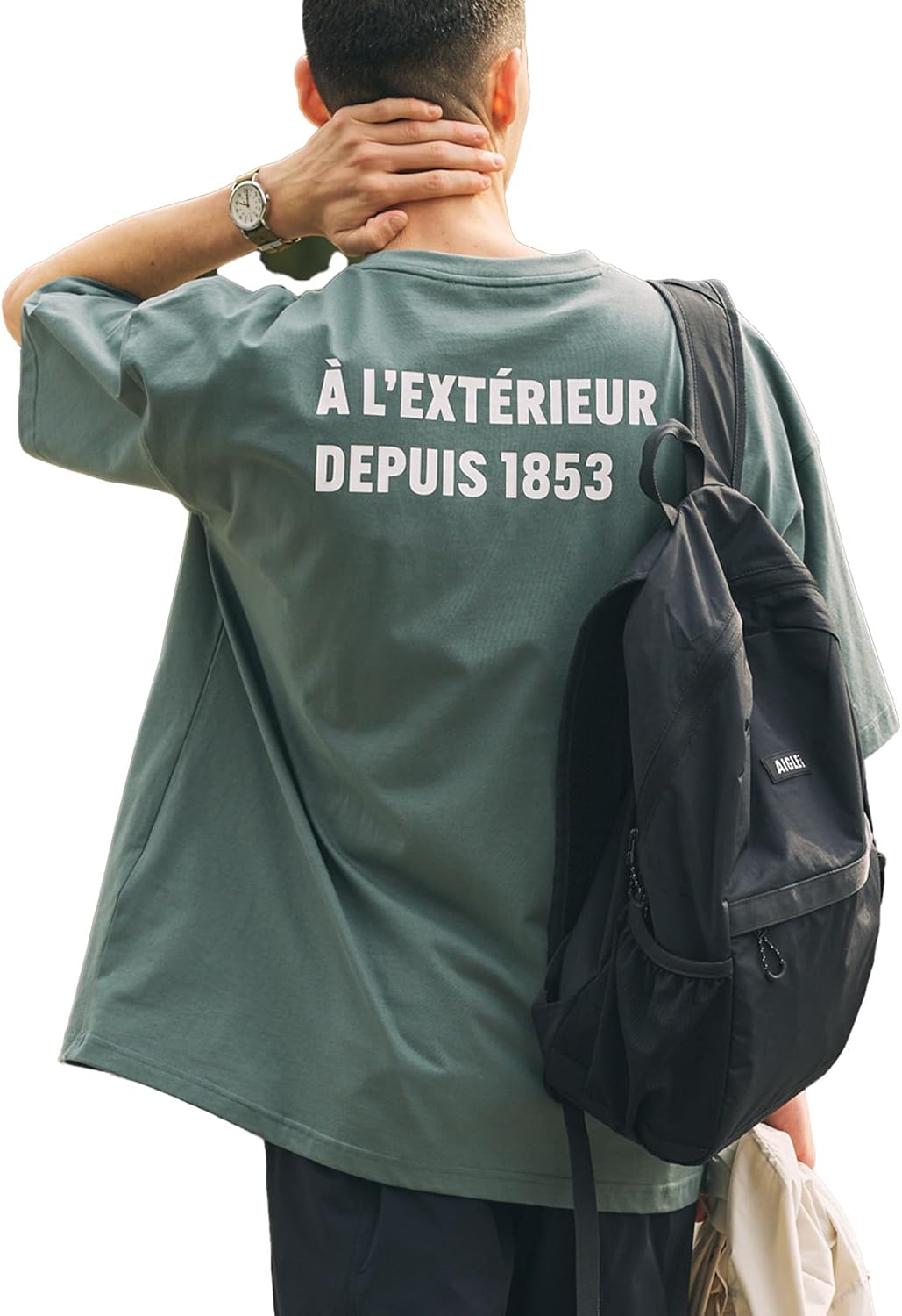 

Мужская футболка с увеличенным логотипом Aigle, темно-зеленый