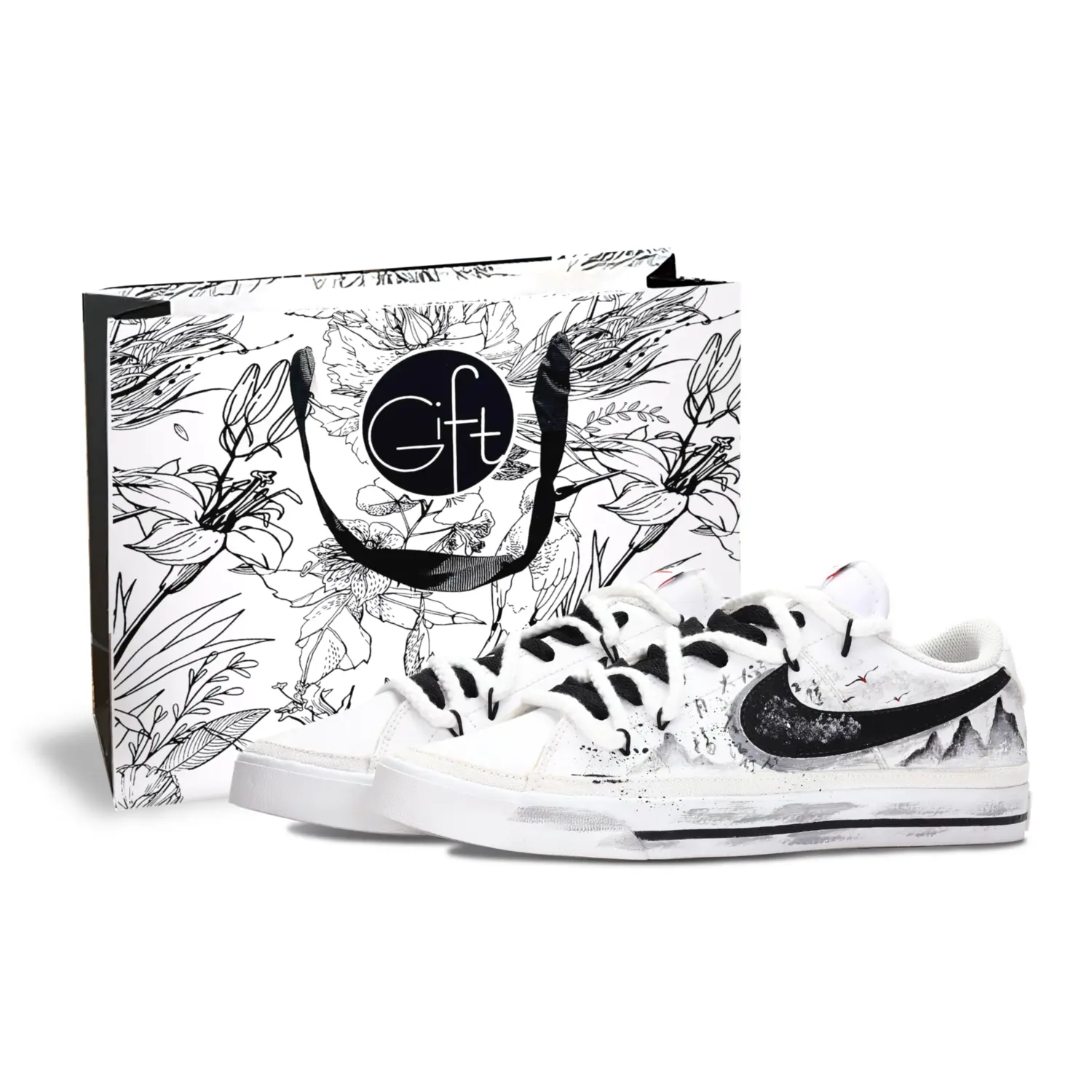 

Court Legacy Mechanical Spirit, Bird Collection устойчивые к истиранию низкие скейтерские кроссовки для мужчин, Nike, черный/белый