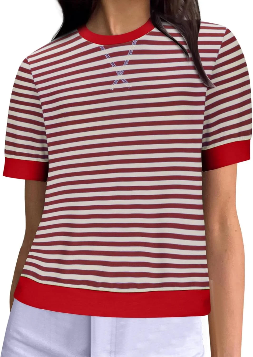 

Женская футболка с коротким рукавом oversize в полоску Hnodov