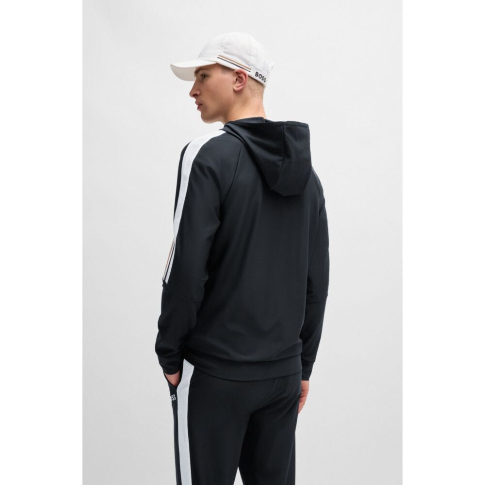 

BOSS x MATTEO BERRETTINI Толстовка обычного кроя на молнии с фирменным рисунком в полоску., черный