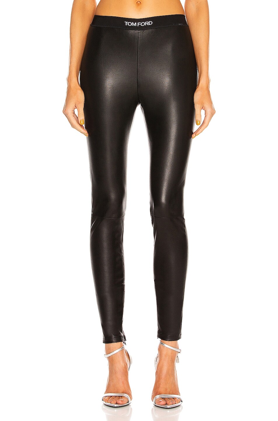 

Леггинсы Tom Ford Leather Logo Waist Legging, черный