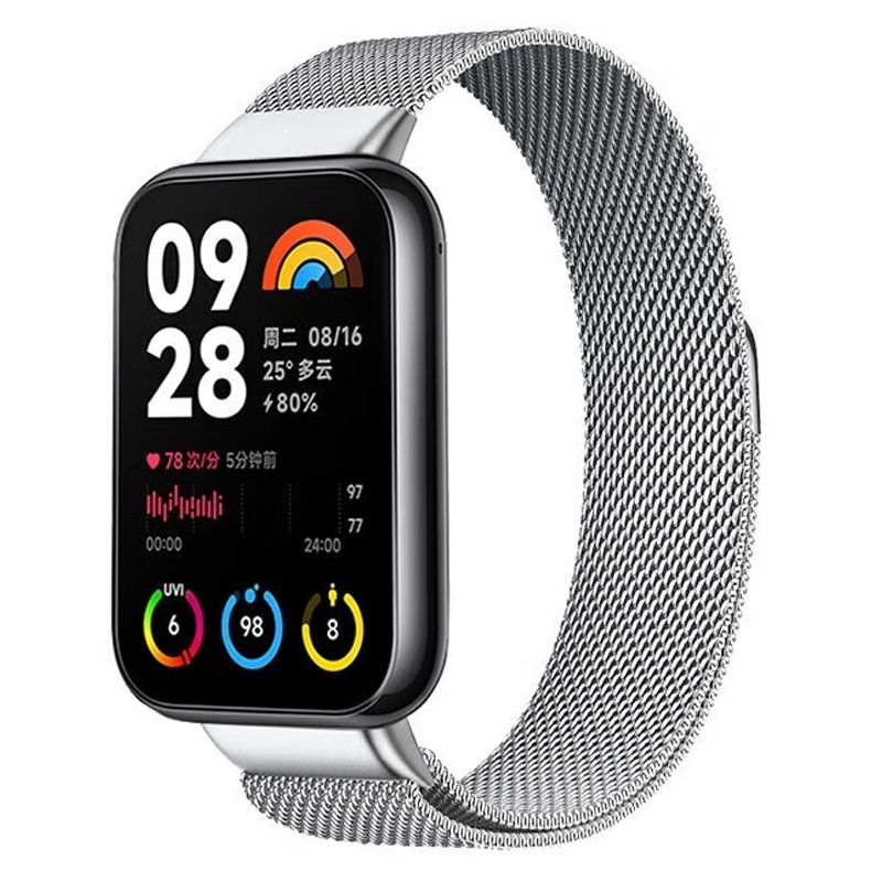 

BIAZE Часы Strap All, Compatibility Metal 220mm, Silver [Milanese] Xiaomi Wristbands 9 Pro/8 Pro Wristbands