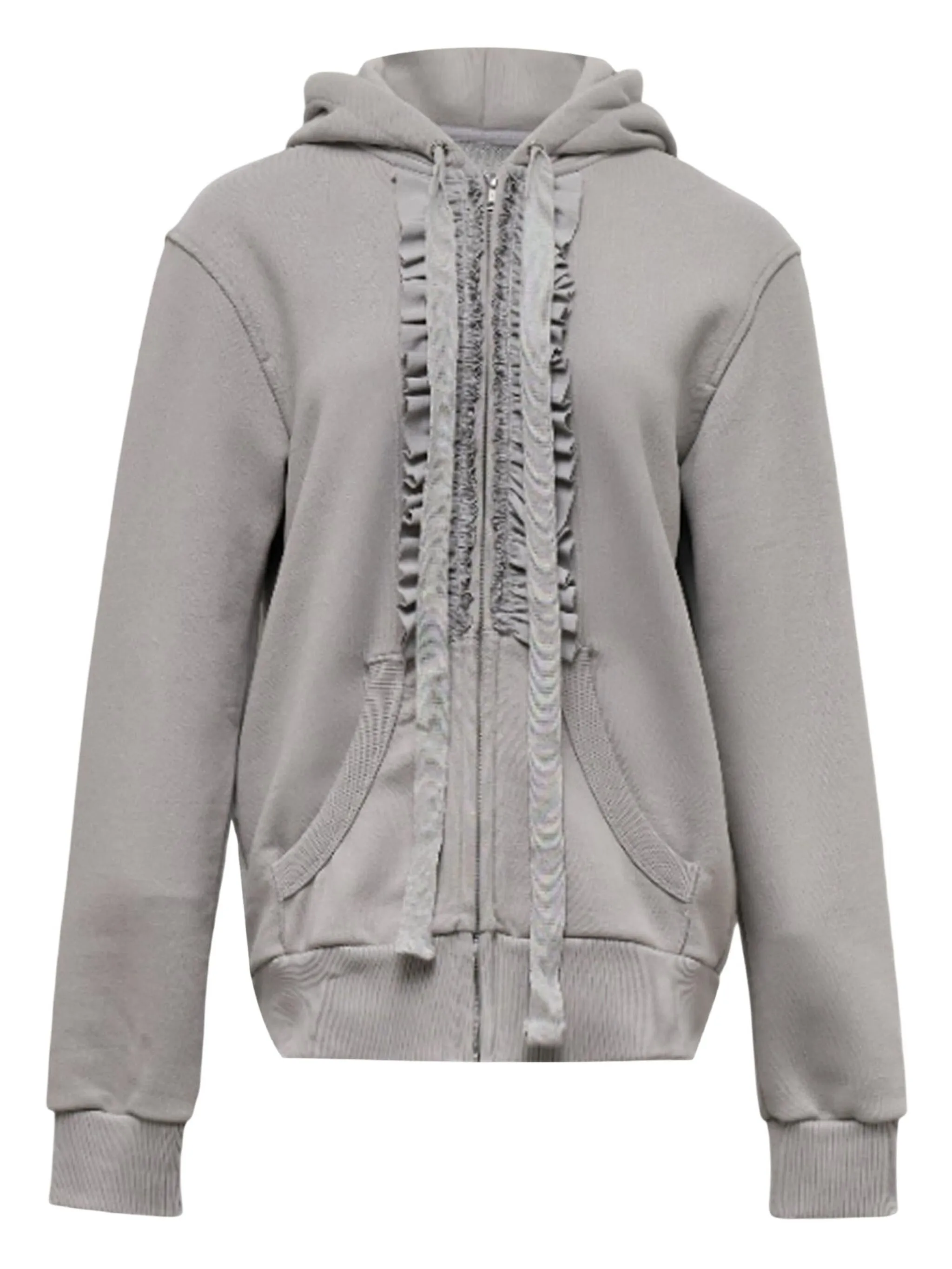 

Худи на молнии с оборками Hache, серый