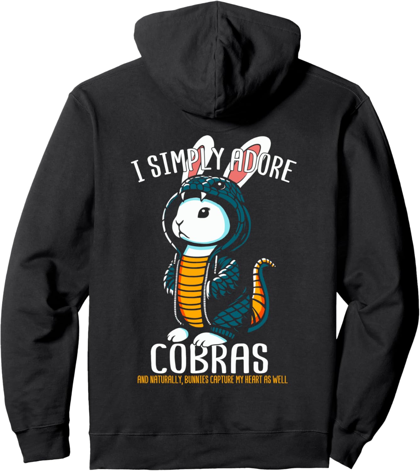 

Толстовка с изображением кобры, кролика, змеи и зайца Funny Cobra Hare Snake Bunnies, черный