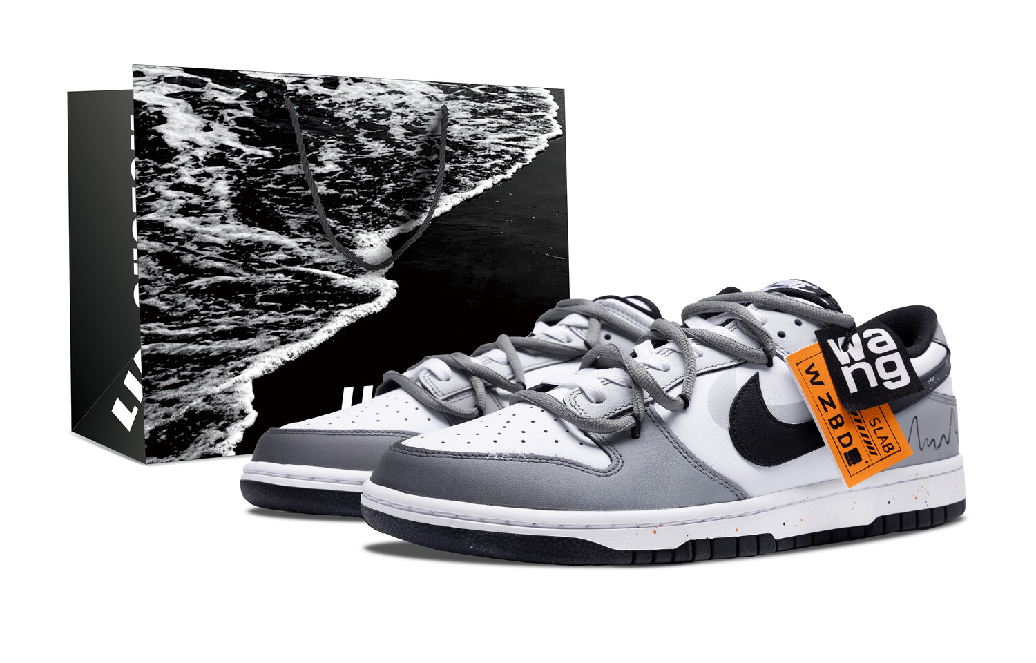 

Кроссовки Nike Dunk Skateboarding Shoes Unisex Low-top Grey/white/black, белый/серый