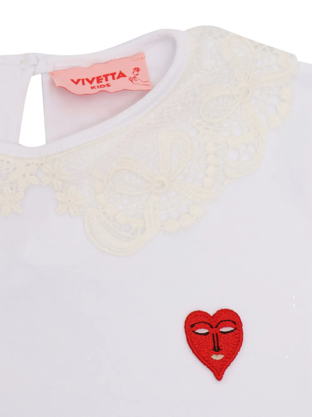 Футболка с кружевным воротником Vivetta Kids, белый — фото 3