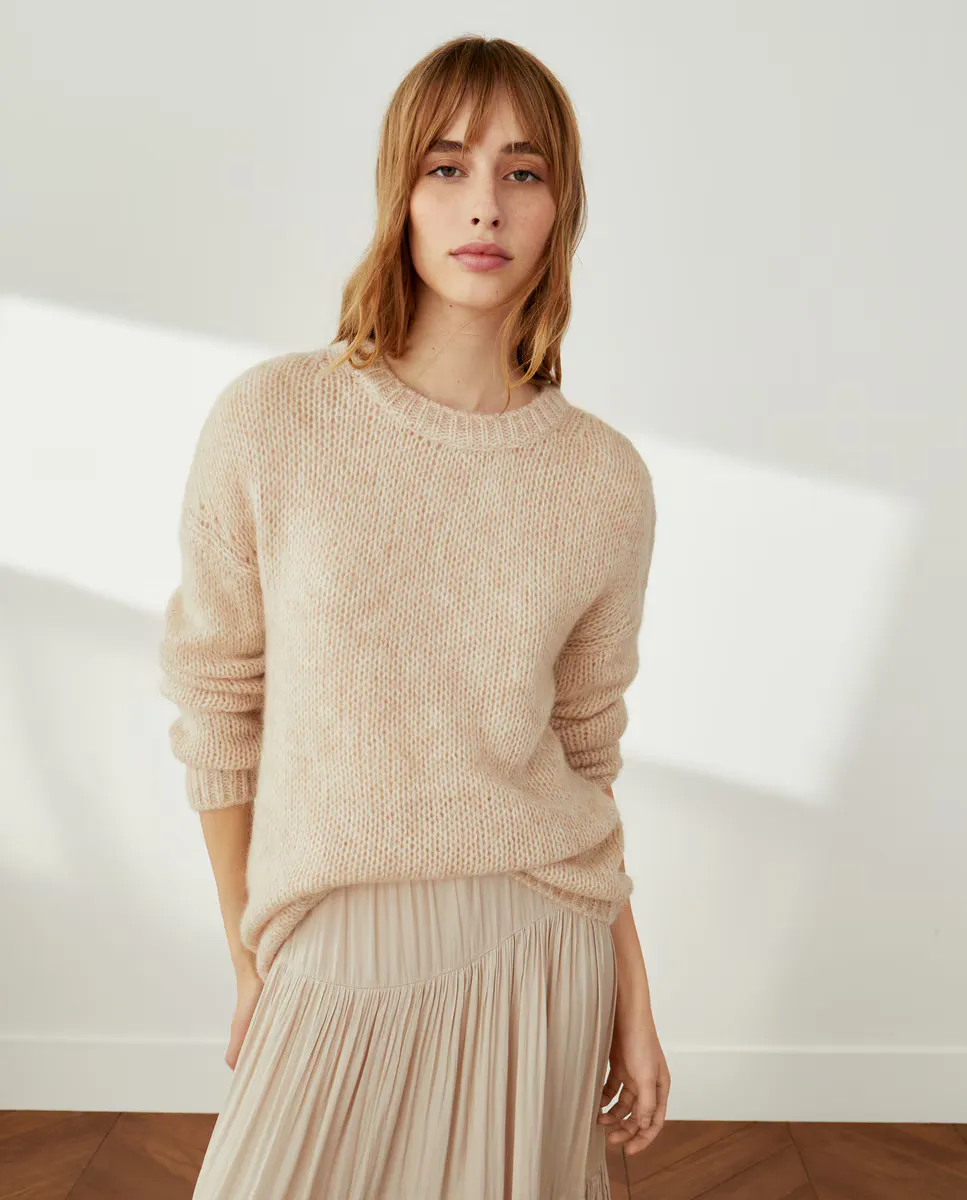 

Женский джемпер с альпакой ажурный Southern Cotton, цвет Visón claro