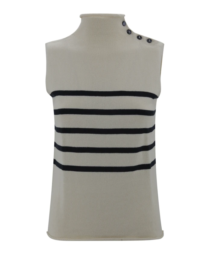 

Белый вязаный жилет с высоким воротником Weekend Max Mara, серый