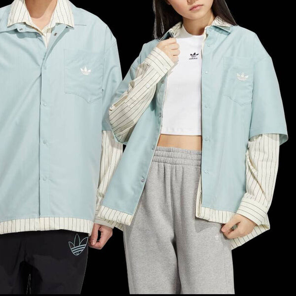 Рубашка adidas originals x UMAMIISM Crossover Logo Printing Long Sleeves Blue Shirt, синий — фото 3