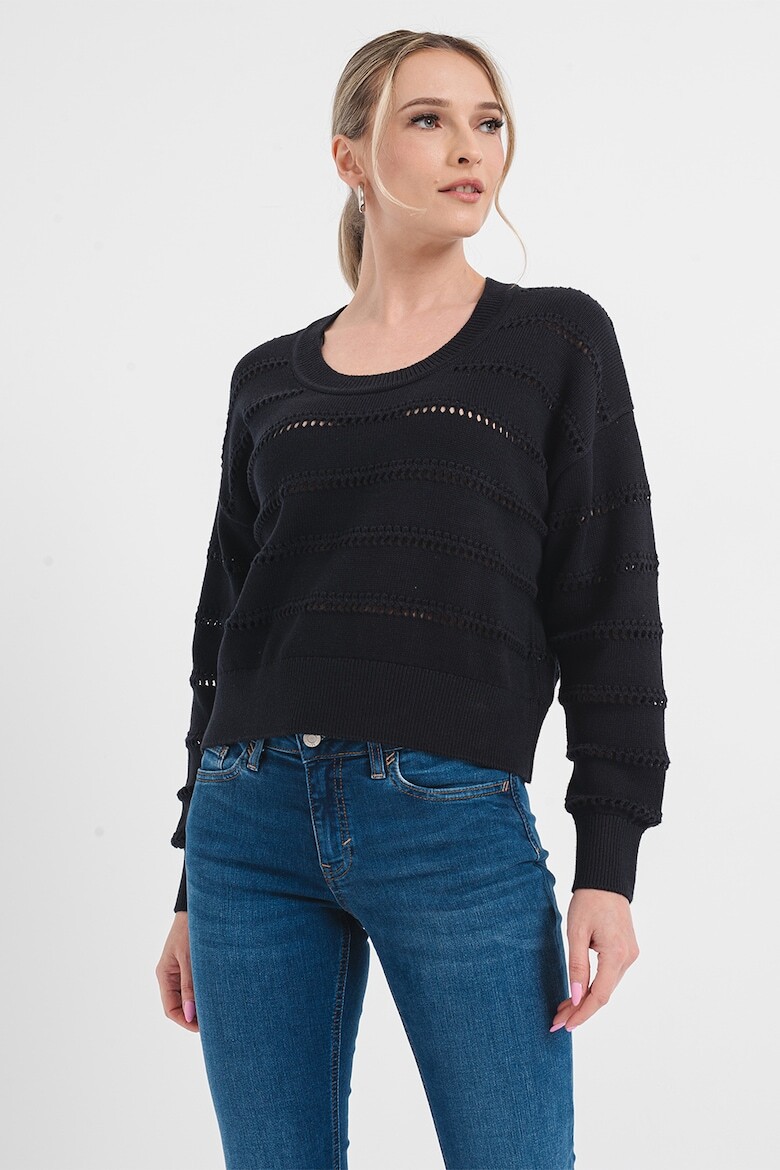 

Свитер с овальным вырезом и вырезами Esprit, черный