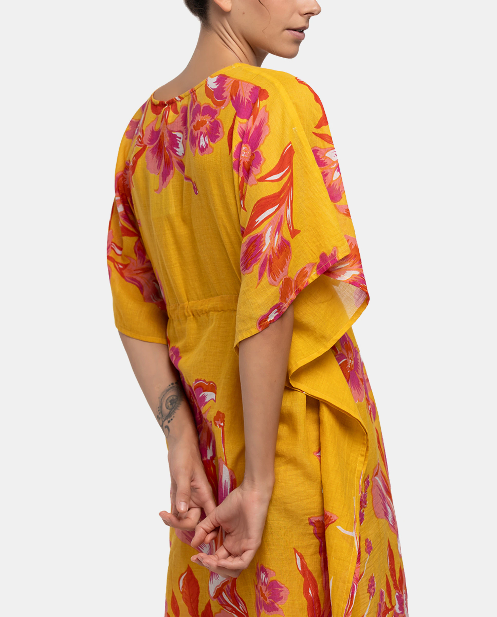 

Хлопковый кафтан Oceans Diary с цветочным принтом Abbacino, желтый