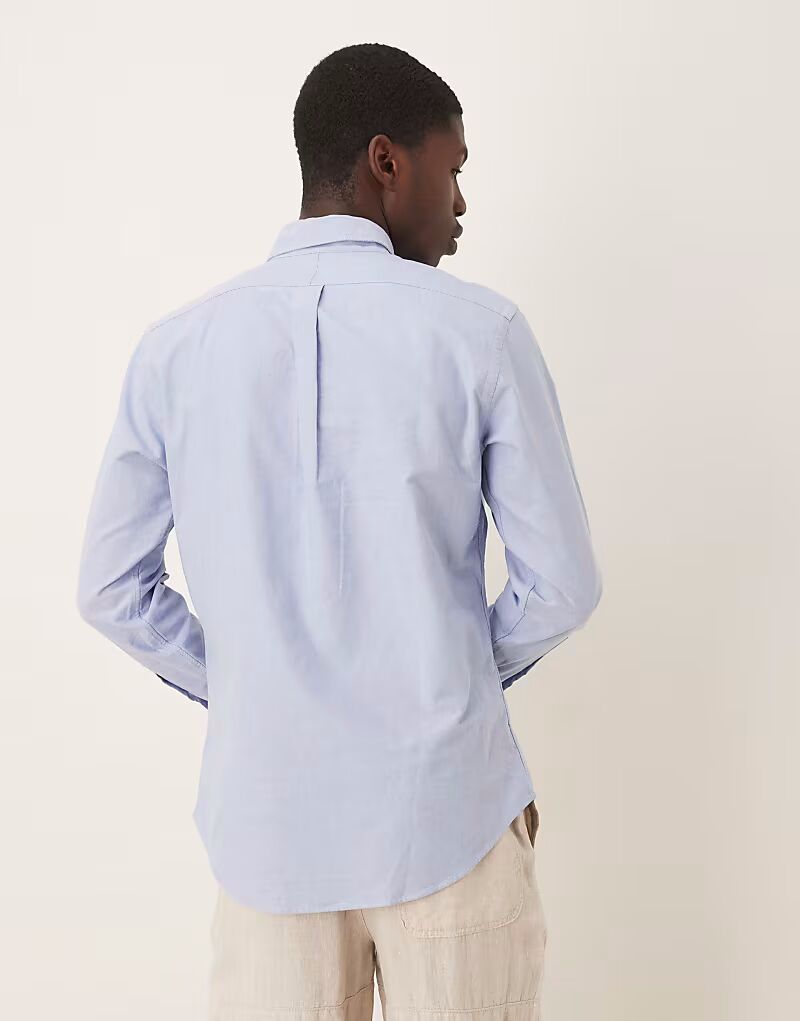 Рубашка Polo Ralph Lauren Custom Fit Oxford светло-синего цвета — фото 4