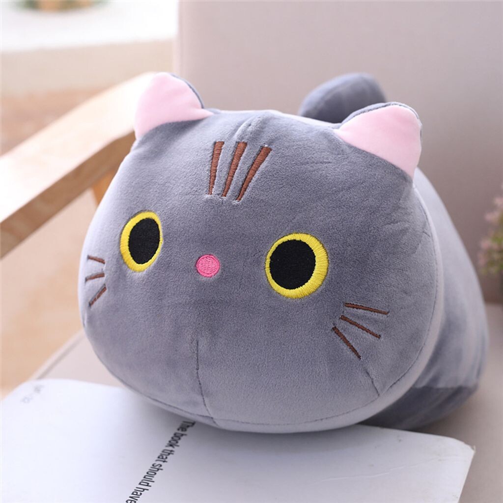 

Мультяшная плюшевая игрушка, подушка для кота, милый котенок, кукла, подарок на день рождения подруге, 35 см (серый) yozhiqu