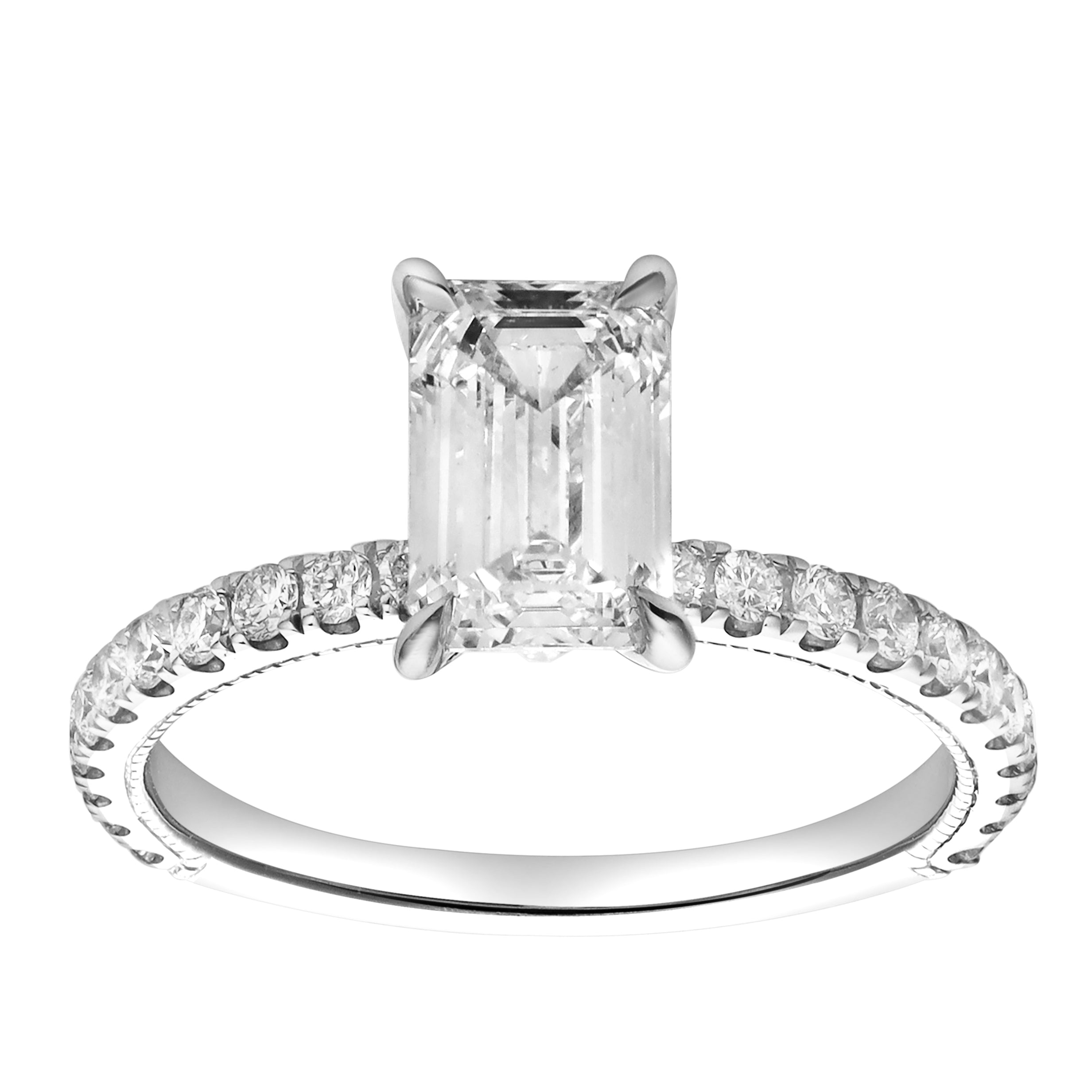 

Помолвочное кольцо Kiara из 14-каратного золота с выращенными в лаборатории бриллиантами изумрудной огранки - 2 карата Luvmyjewelry, серебряный