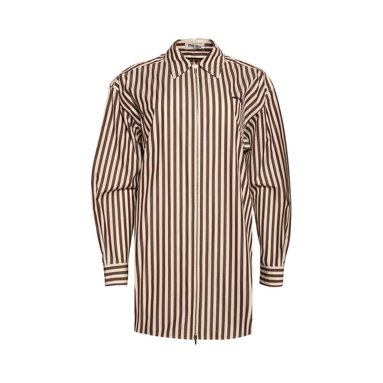 

Рубашка Miu Miu Striped Poplin Shirt 'Avorio/Cacao', разноцветный