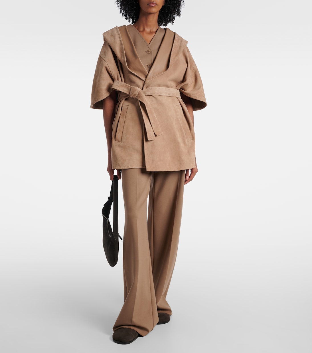 Куртка-халат из шифоновой замши Max Mara, серо-коричневый — фото 2