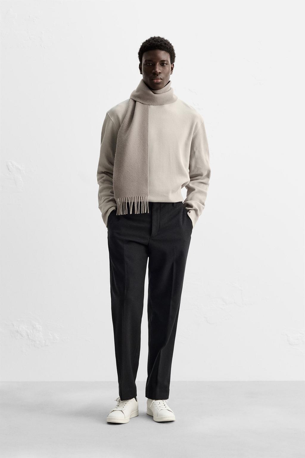 

Футболка в клетчатую текстуру ZARA, бежевый