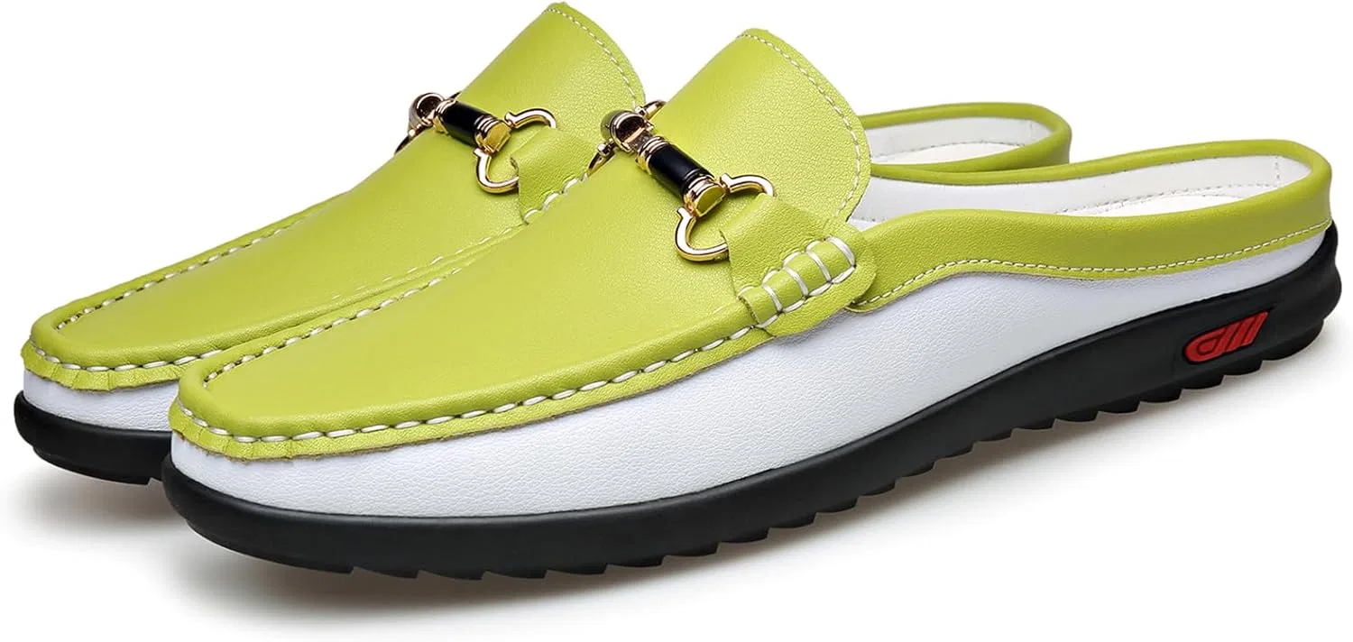 Мужские мюли Loafers с металлической пряжкой, зеленые JSDWNDO