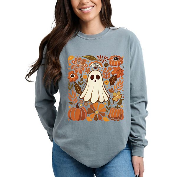 

Женская футболка с длинным рукавом Ghost floral collage Simply Sage Market, Grey, Серый, Женская футболка с длинным рукавом Ghost floral collage Simply Sage Market, Grey